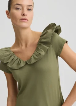 Liu Jo Camiseta de algodón con volantes-Mujer Camisetas Y Tops