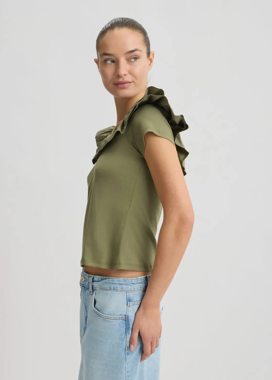 Liu Jo Camiseta de algodón con volantes-Mujer Camisetas Y Tops
