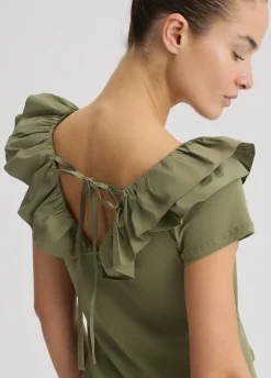 Liu Jo Camiseta de algodón con volantes-Mujer Camisetas Y Tops