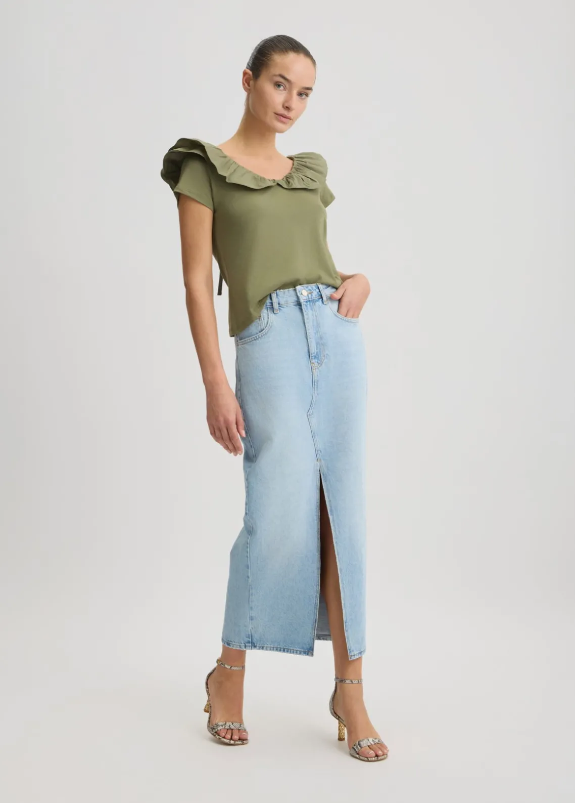 Liu Jo Camiseta de algodón con volantes-Mujer Camisetas Y Tops
