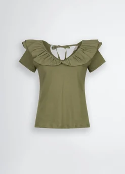 Liu Jo Camiseta de algodón con volantes-Mujer Camisetas Y Tops