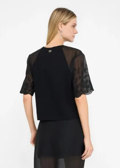 Liu Jo Camiseta de algodón y organza-Mujer Camisetas Y Tops