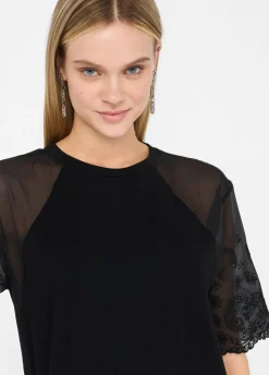 Liu Jo Camiseta de algodón y organza-Mujer Camisetas Y Tops