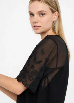 Liu Jo Camiseta de algodón y organza-Mujer Camisetas Y Tops