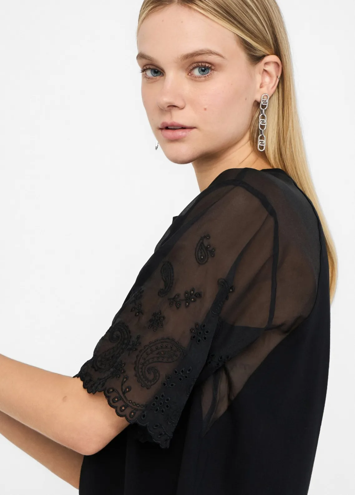 Liu Jo Camiseta de algodón y organza-Mujer Camisetas Y Tops