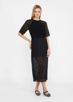 Liu Jo Camiseta de algodón y organza-Mujer Camisetas Y Tops