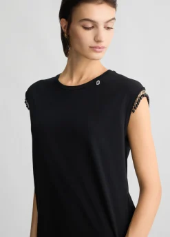 Liu Jo Camiseta de punto con abalorios-Mujer Camisetas Y Tops