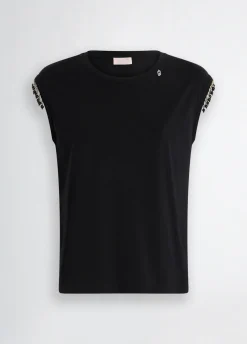 Liu Jo Camiseta de punto con abalorios-Mujer Camisetas Y Tops