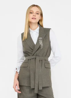 Liu Jo Chaleco chevron con cinturón-Mujer Chaquetas