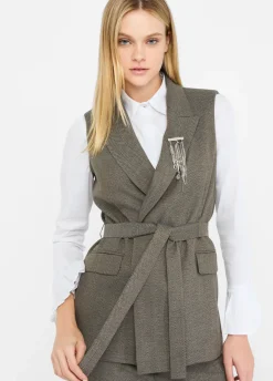 Liu Jo Chaleco chevron con cinturón-Mujer Chaquetas