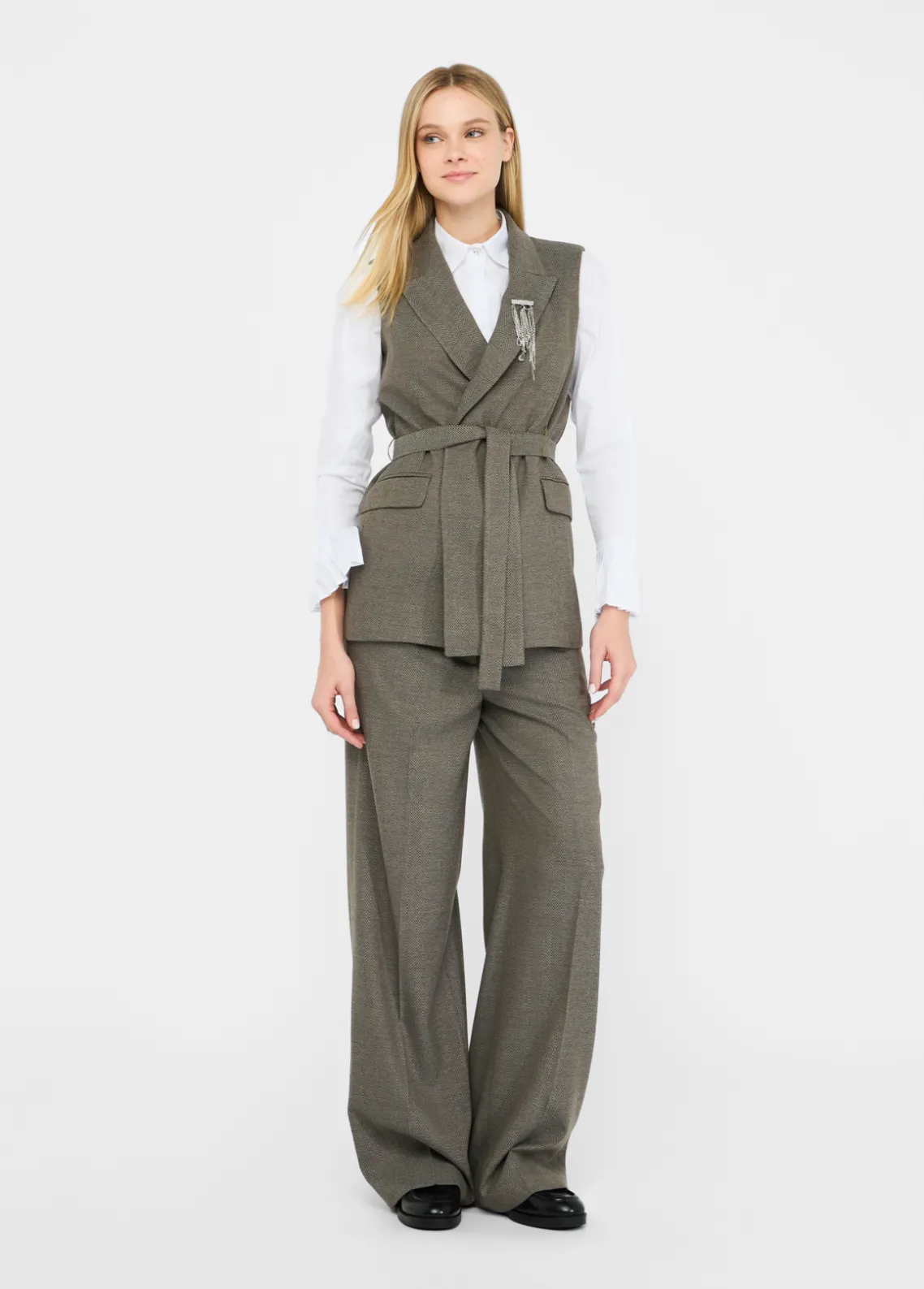 Liu Jo Chaleco chevron con cinturón-Mujer Chaquetas