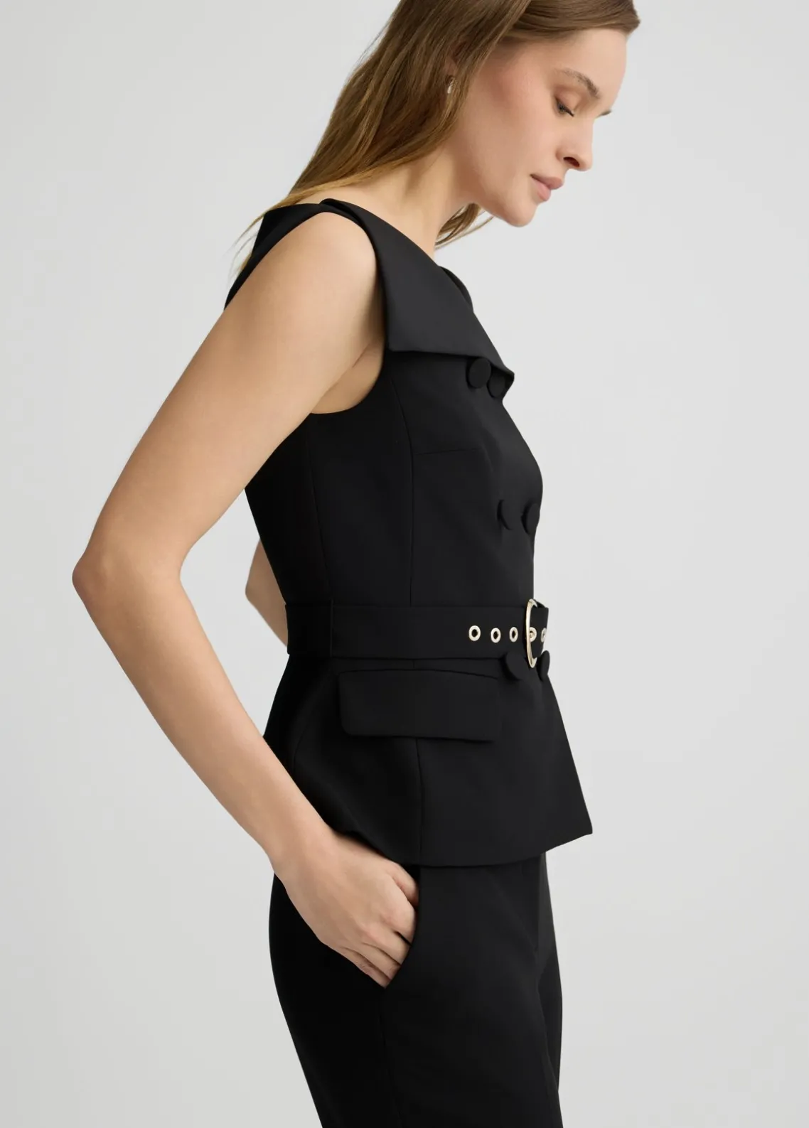 Liu Jo Chaleco de doble botonadura con cinturón-Mujer Chaquetas|Tailleur