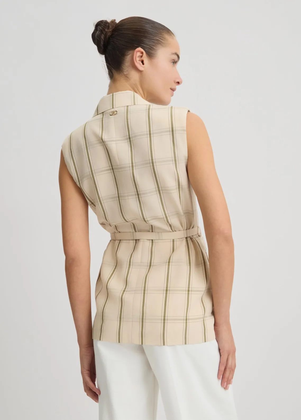 Liu Jo Chaleco de mezcla de lino a cuadros-Mujer Chaquetas|Tailleur