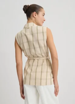 Liu Jo Chaleco de mezcla de lino a cuadros-Mujer Chaquetas|Tailleur