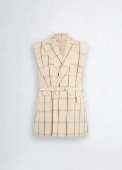 Liu Jo Chaleco de mezcla de lino a cuadros-Mujer Chaquetas|Tailleur