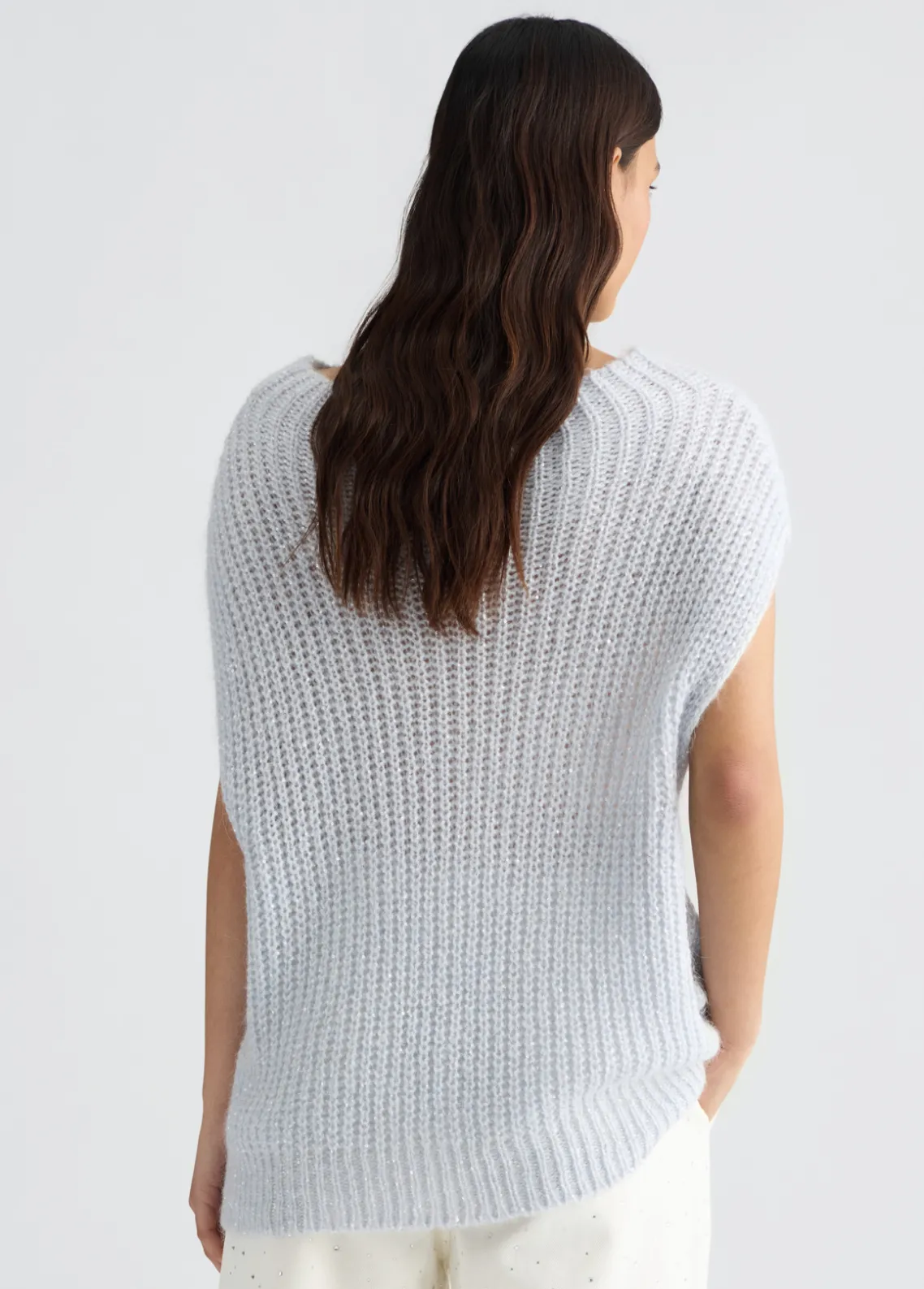 Liu Jo Chaleco de mohair con lentejuelas-Mujer Cárdigans Y Jerséis