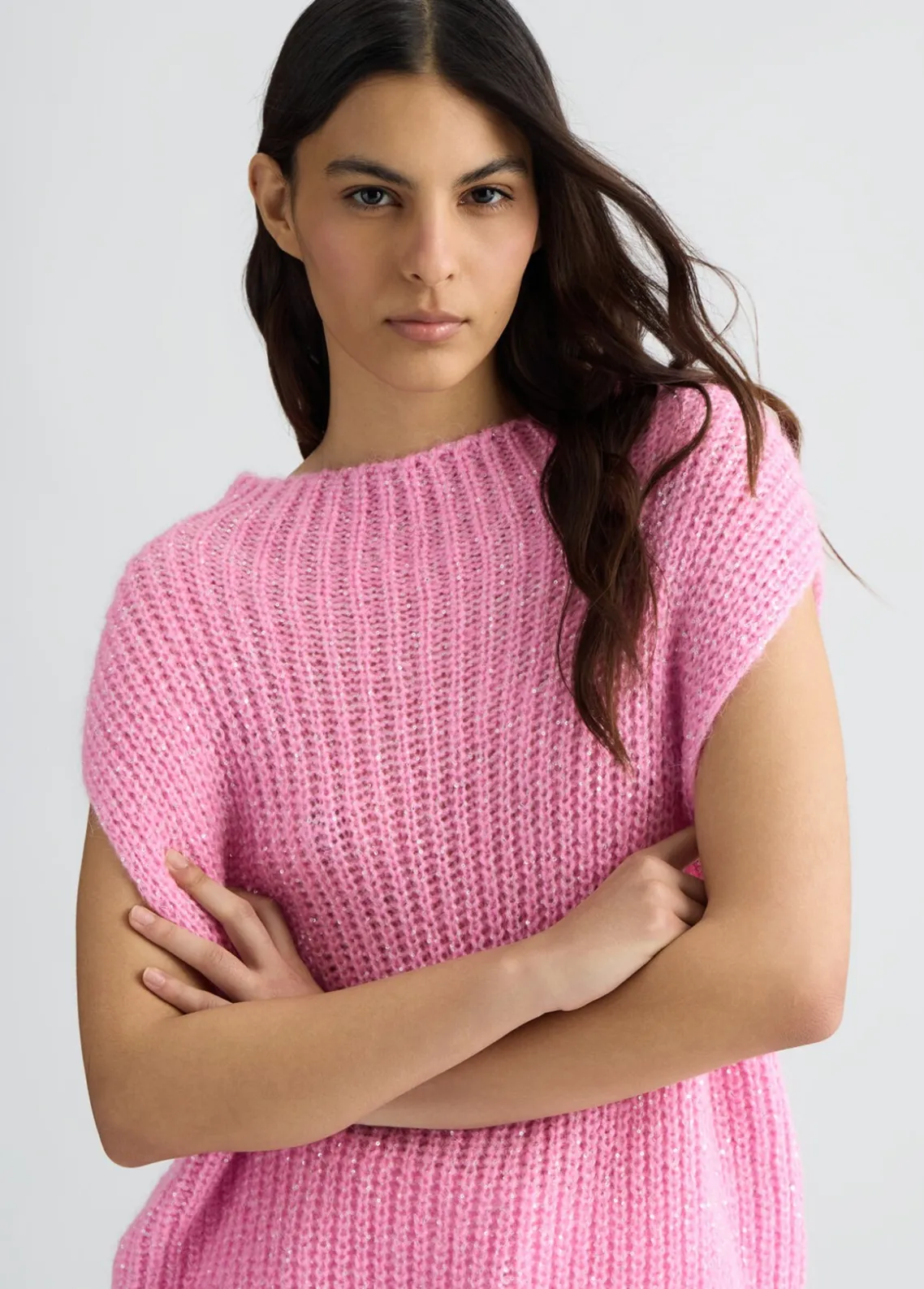 Liu Jo Chaleco de mohair con lentejuelas-Mujer Cárdigans Y Jerséis