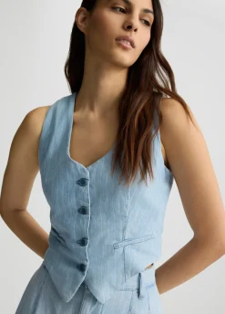 Liu Jo Chaleco vaquero de raya diplomática-Mujer Chaquetas|Tailleur