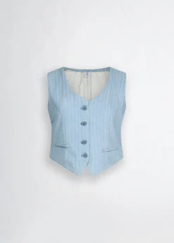 Liu Jo Chaleco vaquero de raya diplomática-Mujer Chaquetas|Tailleur