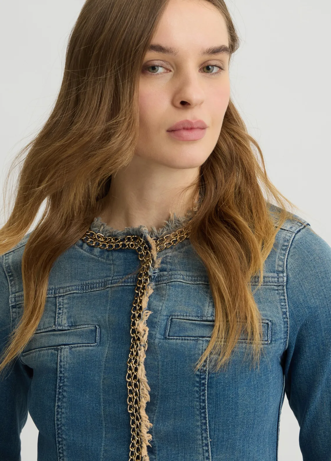 Liu Jo Chaqueta de denim con cadenas-Mujer Abrigos Y Chalecos|Chaquetas
