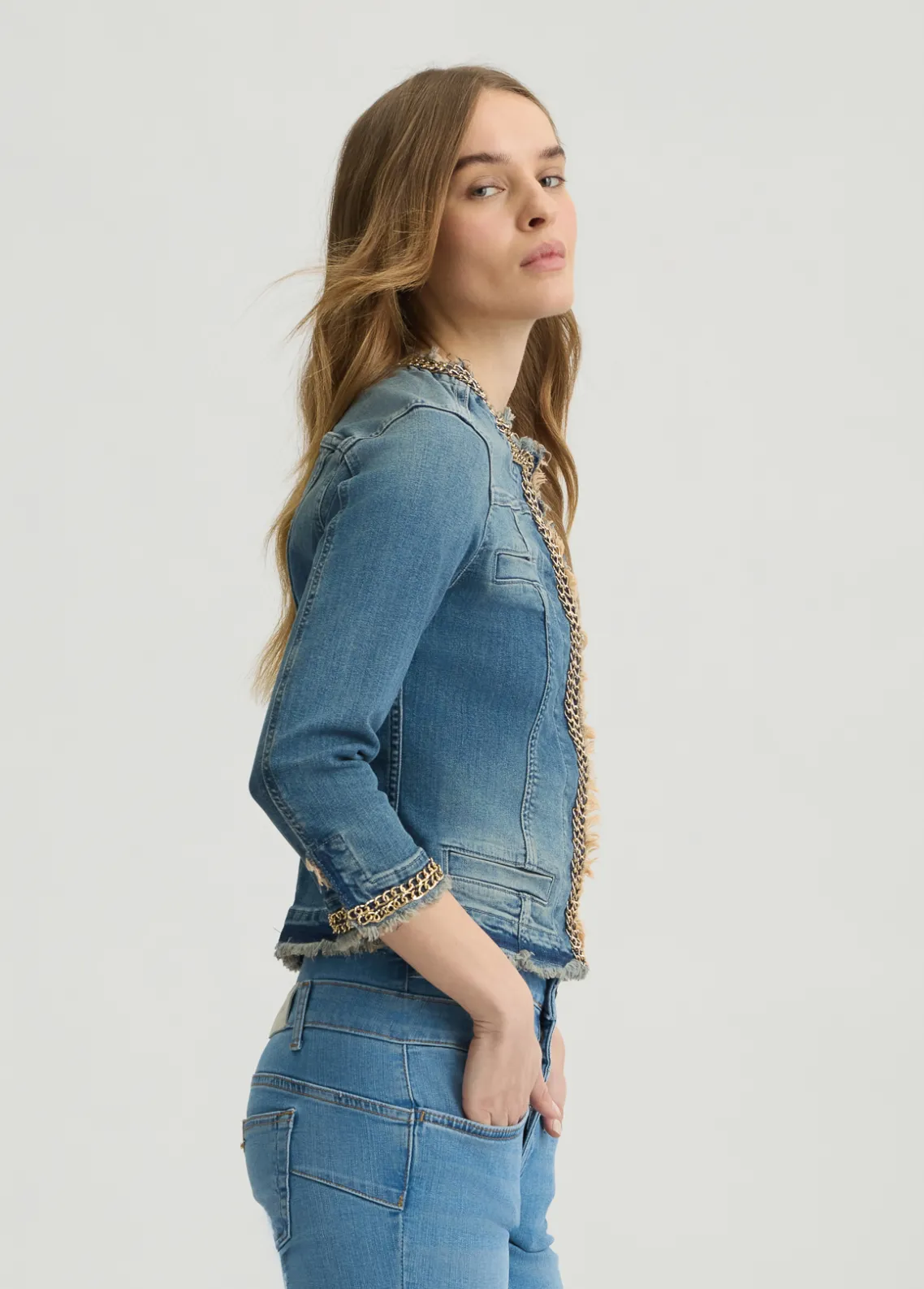 Liu Jo Chaqueta de denim con cadenas-Mujer Abrigos Y Chalecos|Chaquetas