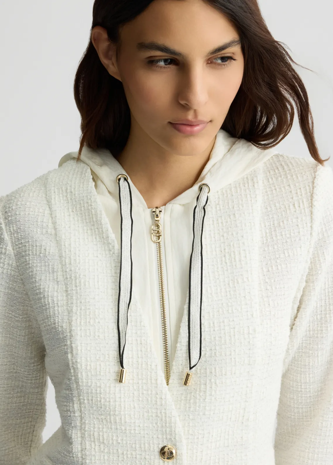 Liu Jo Chaqueta de tejido bouclé con capucha-Mujer Ropa Deportiva|Chaquetas
