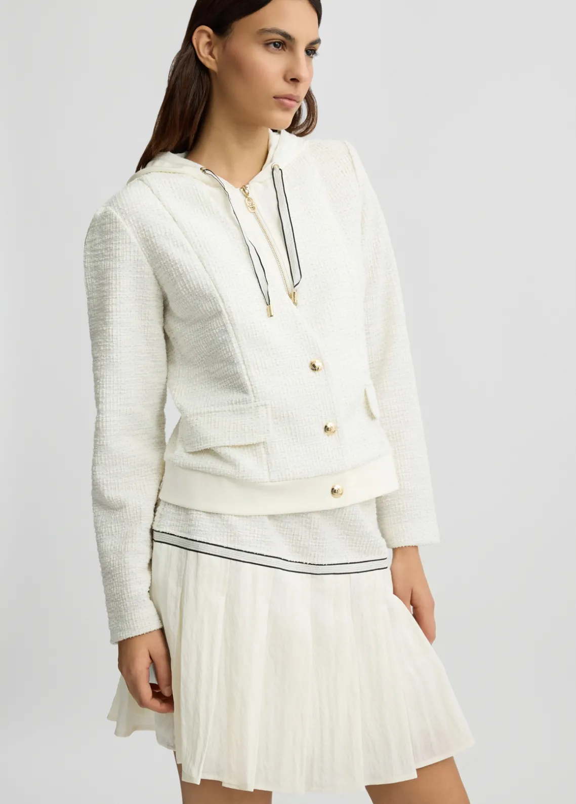 Liu Jo Chaqueta de tejido bouclé con capucha-Mujer Ropa Deportiva|Chaquetas
