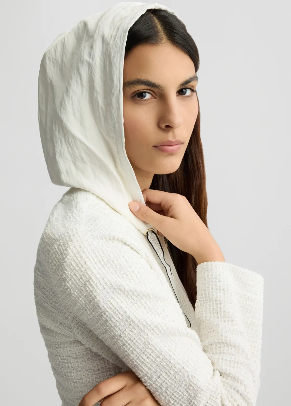Liu Jo Chaqueta de tejido bouclé con capucha-Mujer Ropa Deportiva|Chaquetas