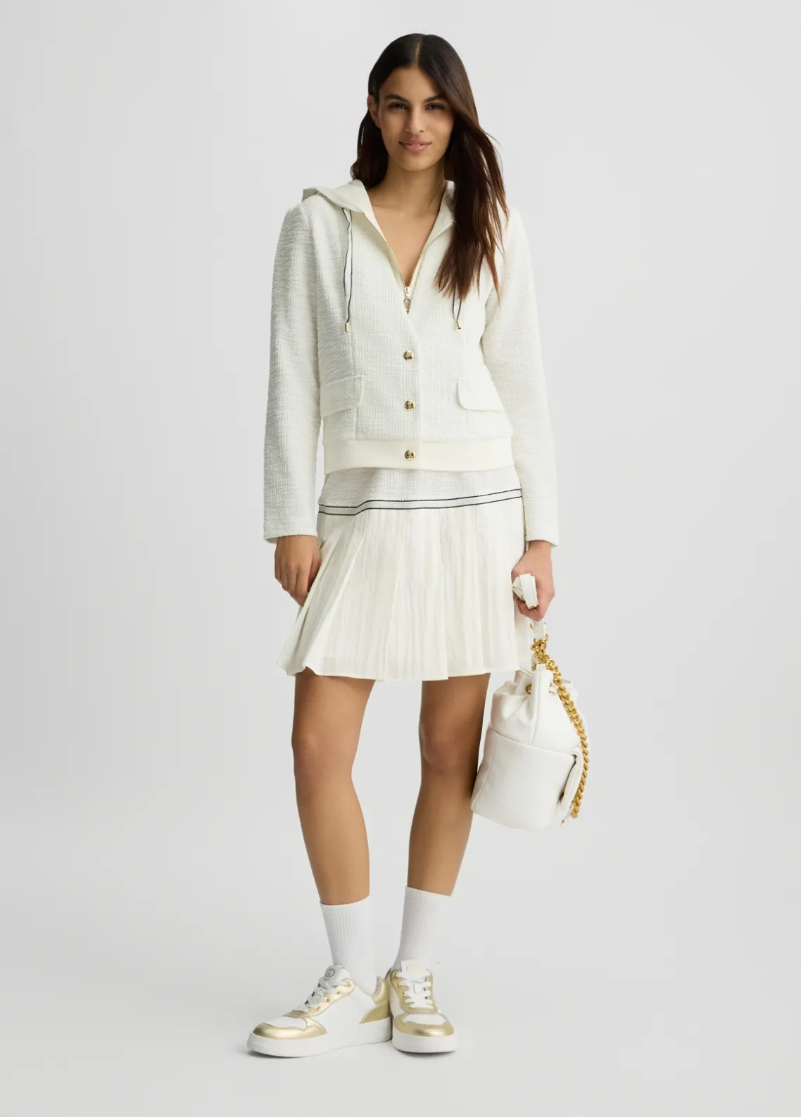 Liu Jo Chaqueta de tejido bouclé con capucha-Mujer Ropa Deportiva|Chaquetas