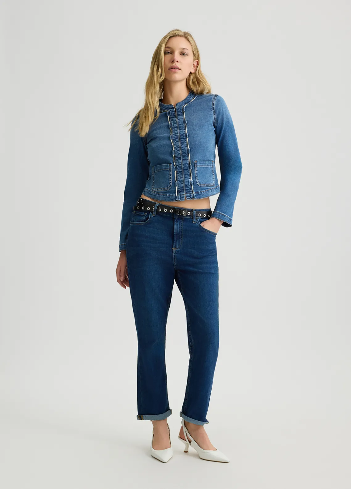 Liu Jo Chaqueta vaquera con cadena decorativa-Mujer Chaquetas