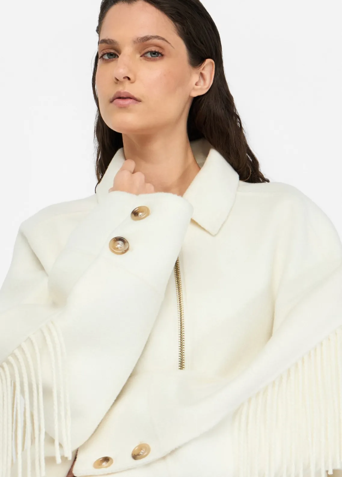 Liu Jo Chaquetón de lana con flecos-Mujer Abrigos Y Chalecos