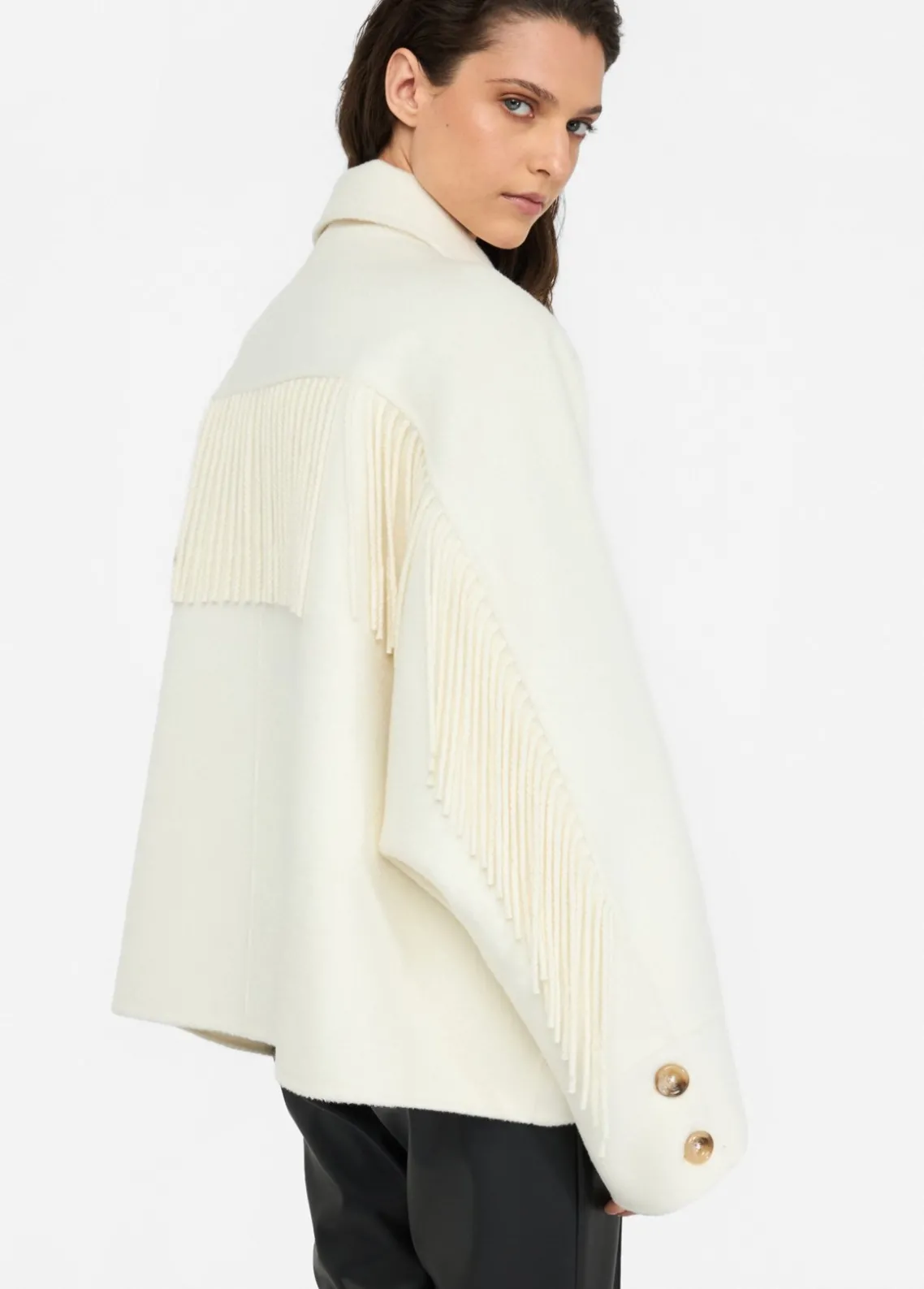 Liu Jo Chaquetón de lana con flecos-Mujer Abrigos Y Chalecos
