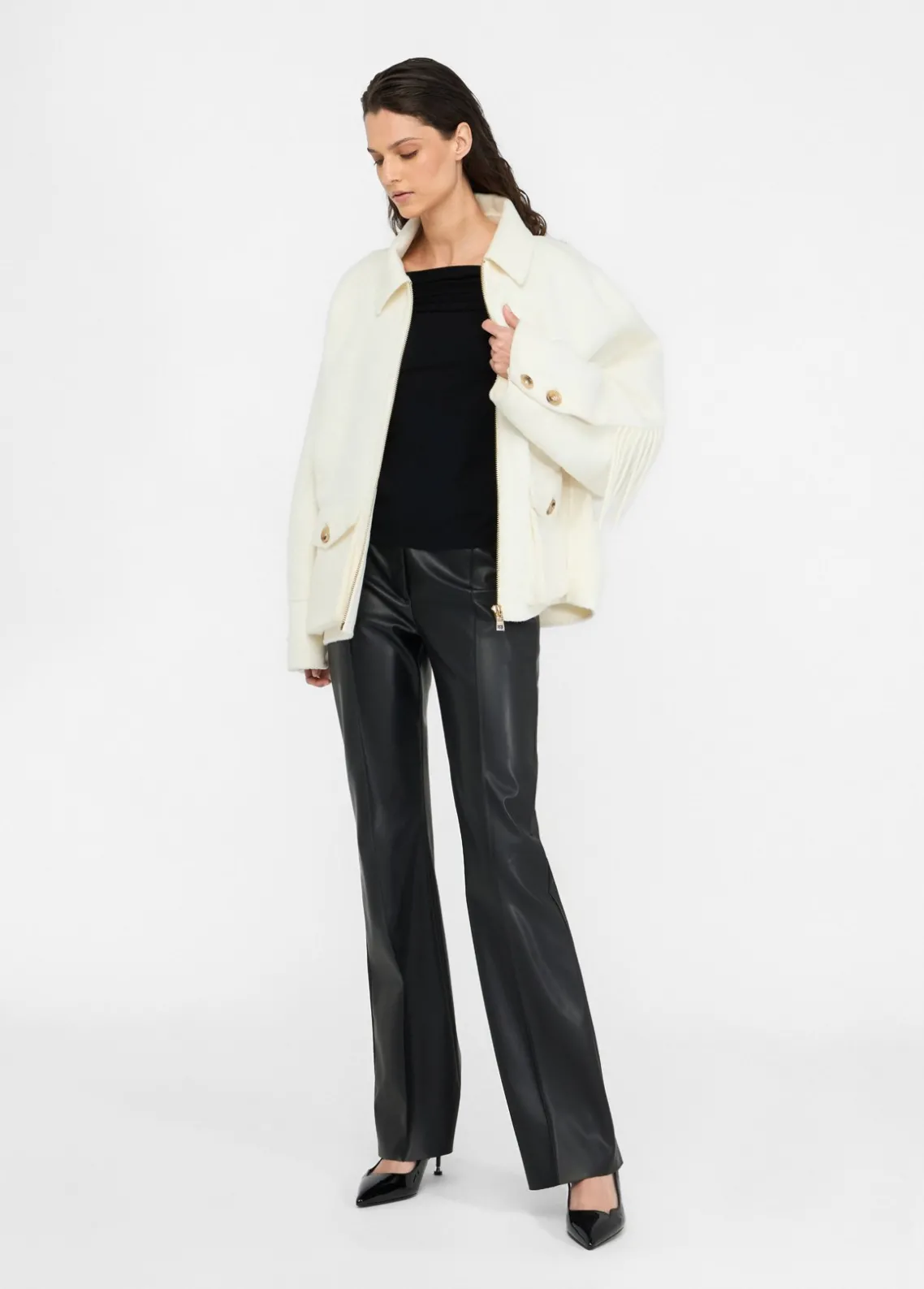 Liu Jo Chaquetón de lana con flecos-Mujer Abrigos Y Chalecos