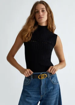 Liu Jo Cinturón de piel con logotipo-Mujer Cinturones