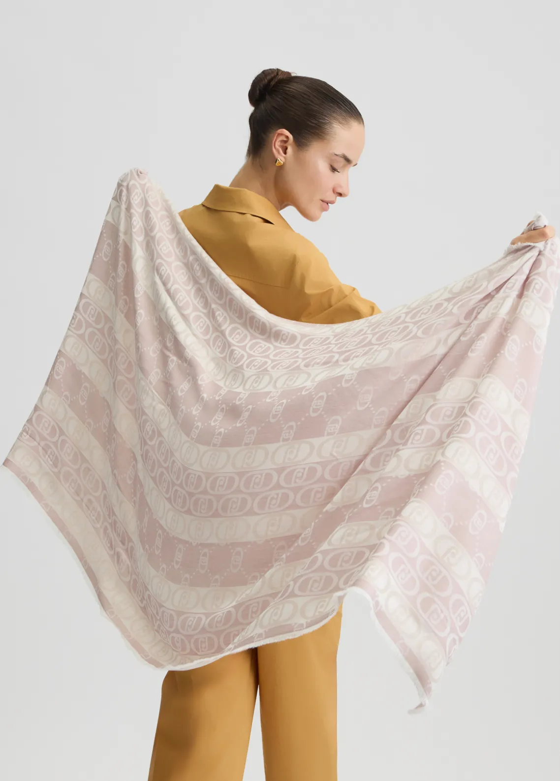 Liu Jo Estola de jacquard con monograma color melocotón-Mujer Bufandas Y Pañuelos