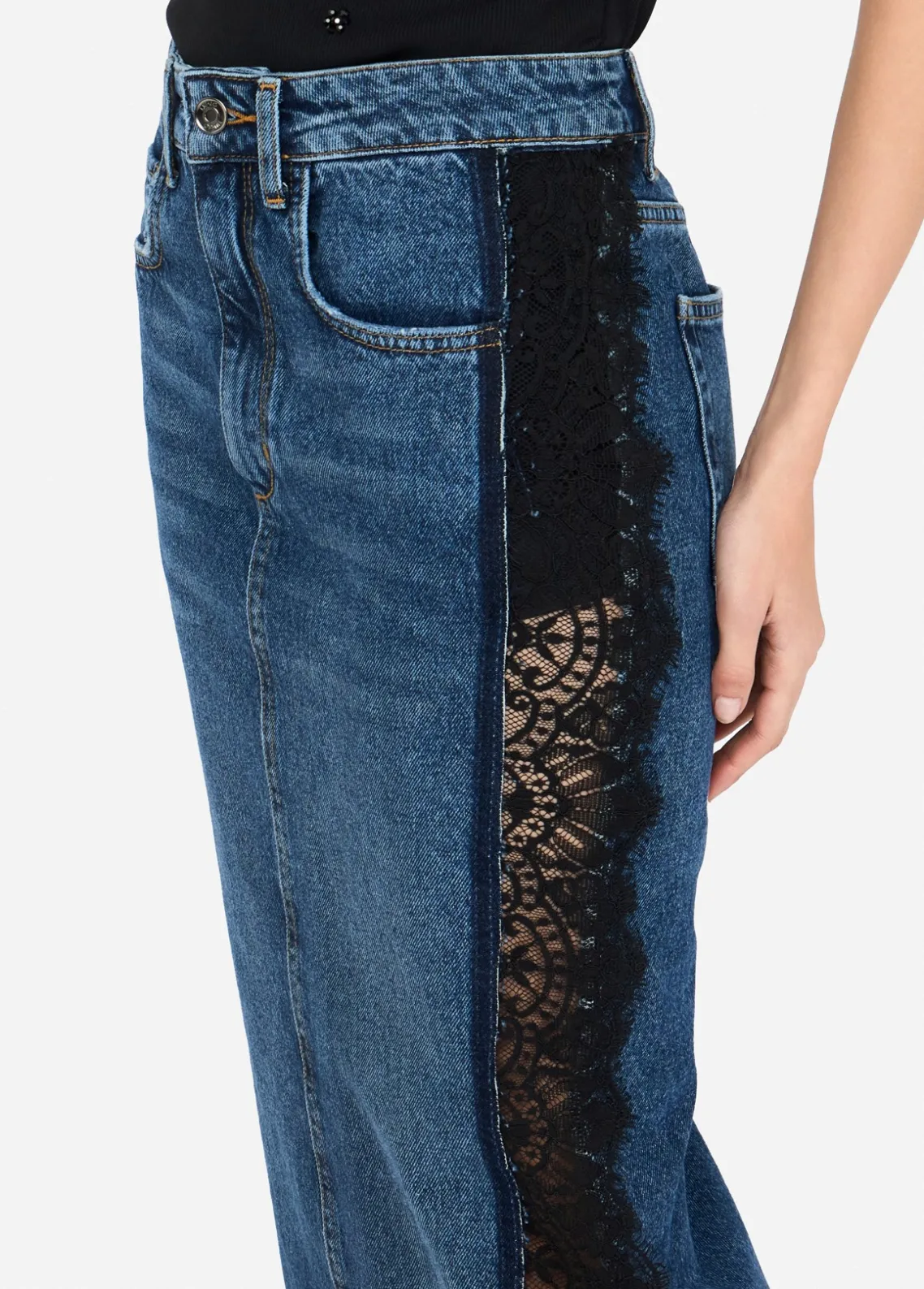 Liu Jo Falda de denim con encaje-Mujer Faldas