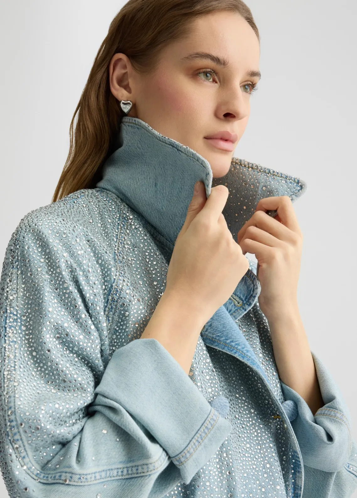 Liu Jo Gabardina vaquera con strass-Mujer Abrigos Y Chalecos|Chaquetas