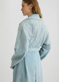 Liu Jo Gabardina vaquera con strass-Mujer Abrigos Y Chalecos|Chaquetas