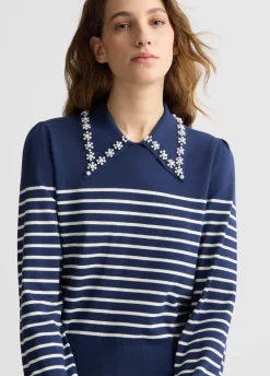 Liu Jo Jersey a rayas con cuello-Mujer Cárdigans Y Jerséis
