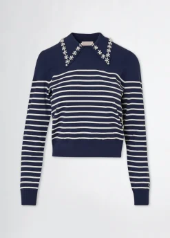 Liu Jo Jersey a rayas con cuello-Mujer Cárdigans Y Jerséis