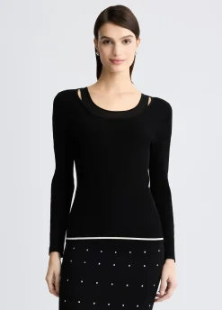 Liu Jo Jersey con inserciones de tul-Mujer Ropa Deportiva|Cárdigans Y Jerséis
