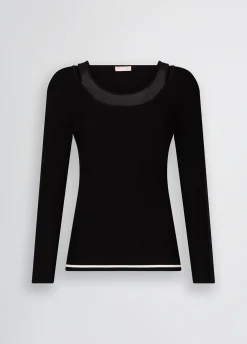 Liu Jo Jersey con inserciones de tul-Mujer Ropa Deportiva|Cárdigans Y Jerséis