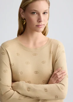 Liu Jo Jersey con logotipo y strass-Mujer Cárdigans Y Jerséis