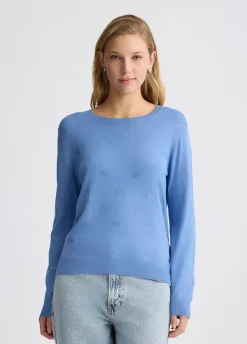 Liu Jo Jersey con logotipo y strass-Mujer Cárdigans Y Jerséis