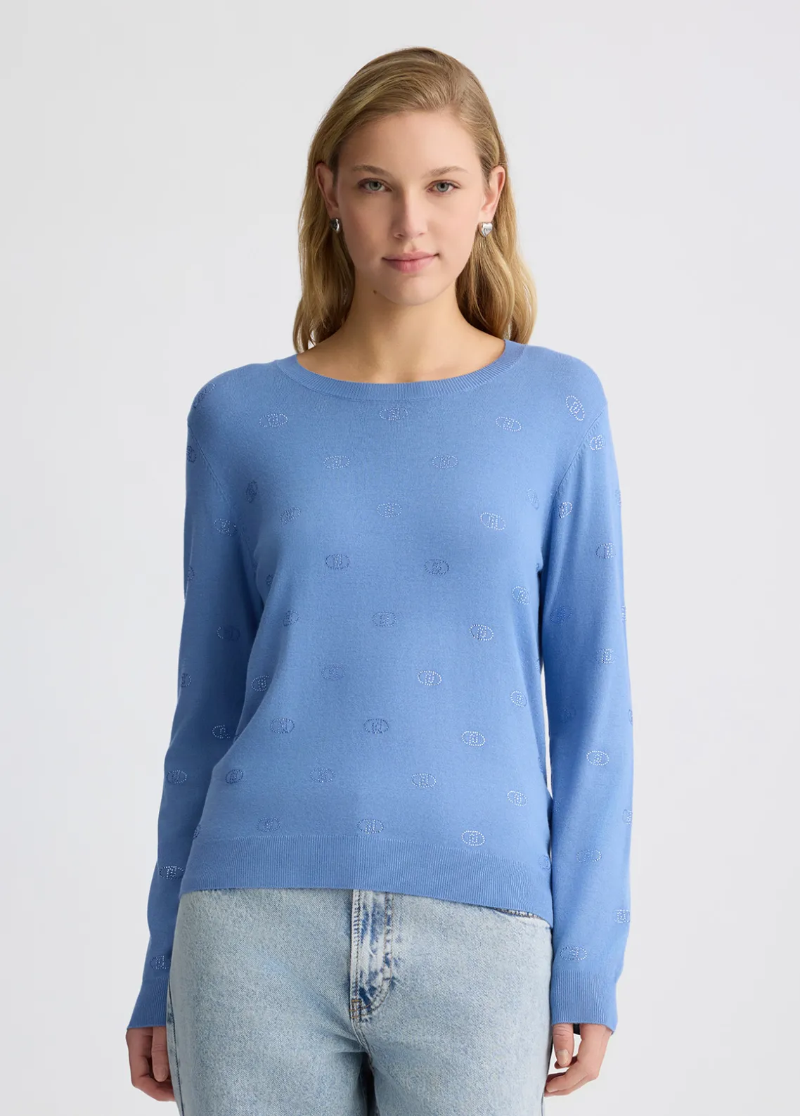 Liu Jo Jersey con logotipo y strass-Mujer Cárdigans Y Jerséis