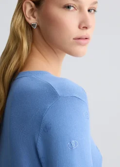 Liu Jo Jersey con logotipo y strass-Mujer Cárdigans Y Jerséis