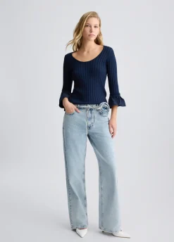 Liu Jo Jersey con mangas con volantes-Mujer Cárdigans Y Jerséis