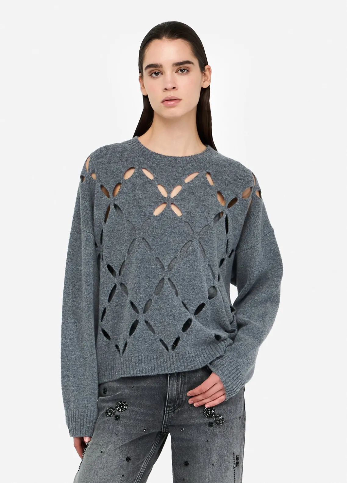 Liu Jo Jersey de 100% lana con abertura-Mujer Cárdigans Y Jerséis