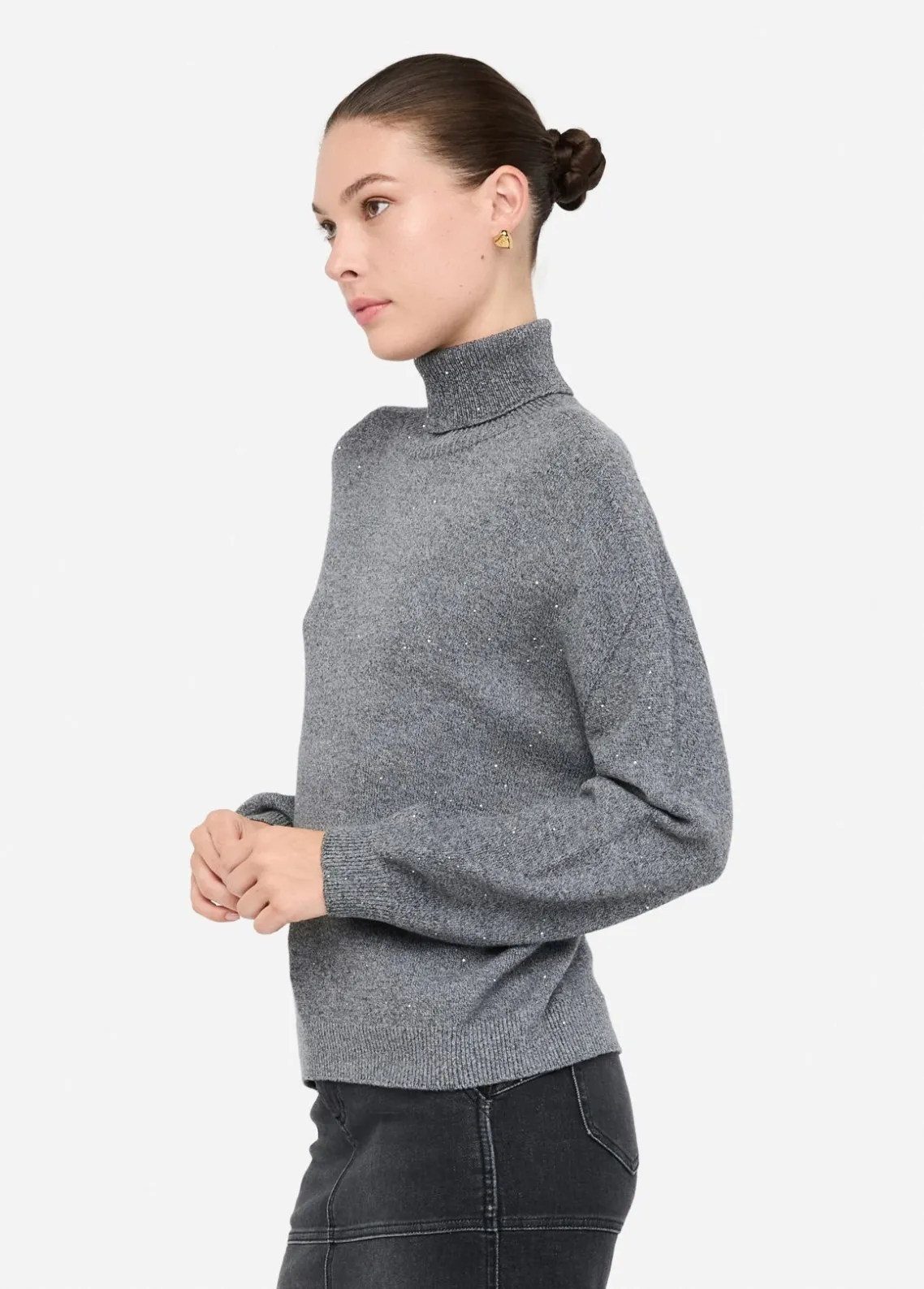 Liu Jo Jersey de cuello alto con microlentejuelas-Mujer Cárdigans Y Jerséis