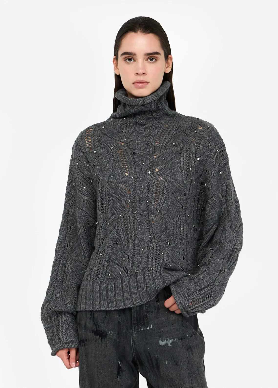 Liu Jo Jersey de cuello alto con pedrería-Mujer Cárdigans Y Jerséis